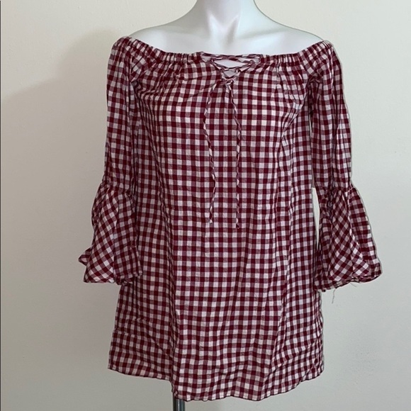 NWT CAPULET Revolve off shoulders Gingham dress SX - Picture 3 of 10
